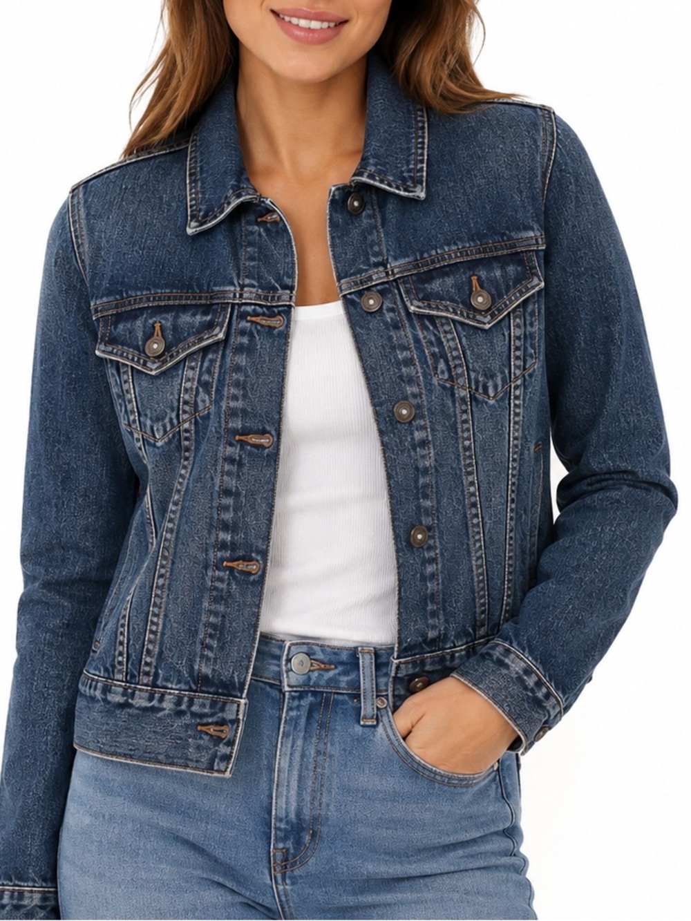 GAP Y2K Women’s Classic Denim Jean Trucker Jacket Blue Size M